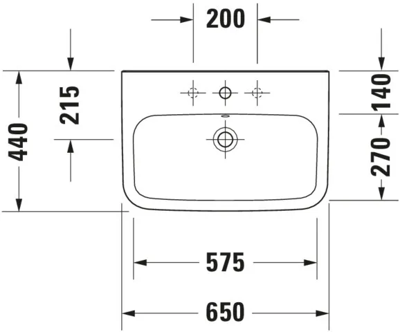 Wandwaschtisch „DuraStyle“, mit Überlauf, Hahnlochposition mittig Wandwaschtisch „DuraStyle“, mit Überlauf, Hahnlochposition mittig