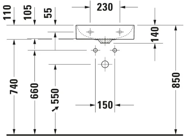 Wandwaschtisch „DuraSquare“, ohne Überlauf, Hahnlochposition mittig Wandwaschtisch „DuraSquare“, ohne Überlauf, Hahnlochposition mittig