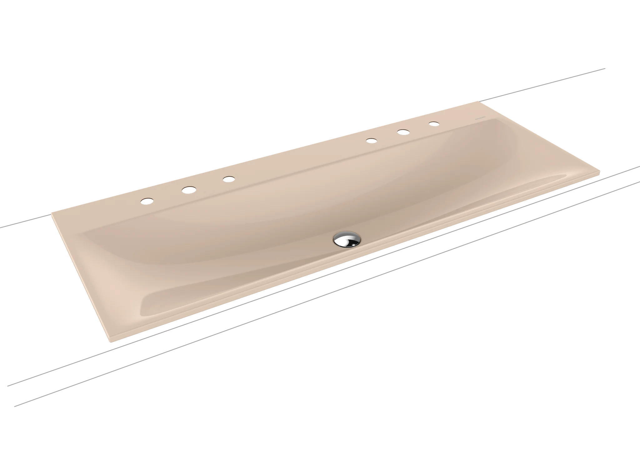 Kaldewei SILENIO Einbau-Doppelwaschtisch, 1200x460 mm, bahamabeige, Perl-Effekt, 2x 3HL, mit Überlauf