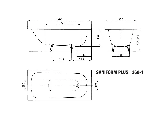 Kaldewei Badewanne „Saniform Plus“ rechteck 140 × 70 cm, ohne Grifflochbohrungen in pergamon