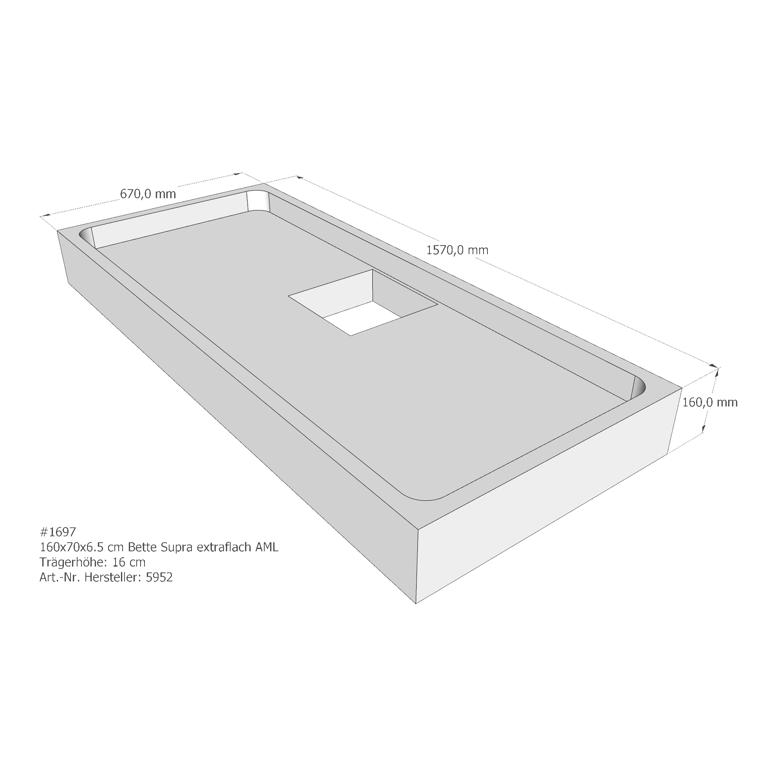 Duschwannenträger für Bette Supra (extraflach) 160 × 70 × 6,5 cm