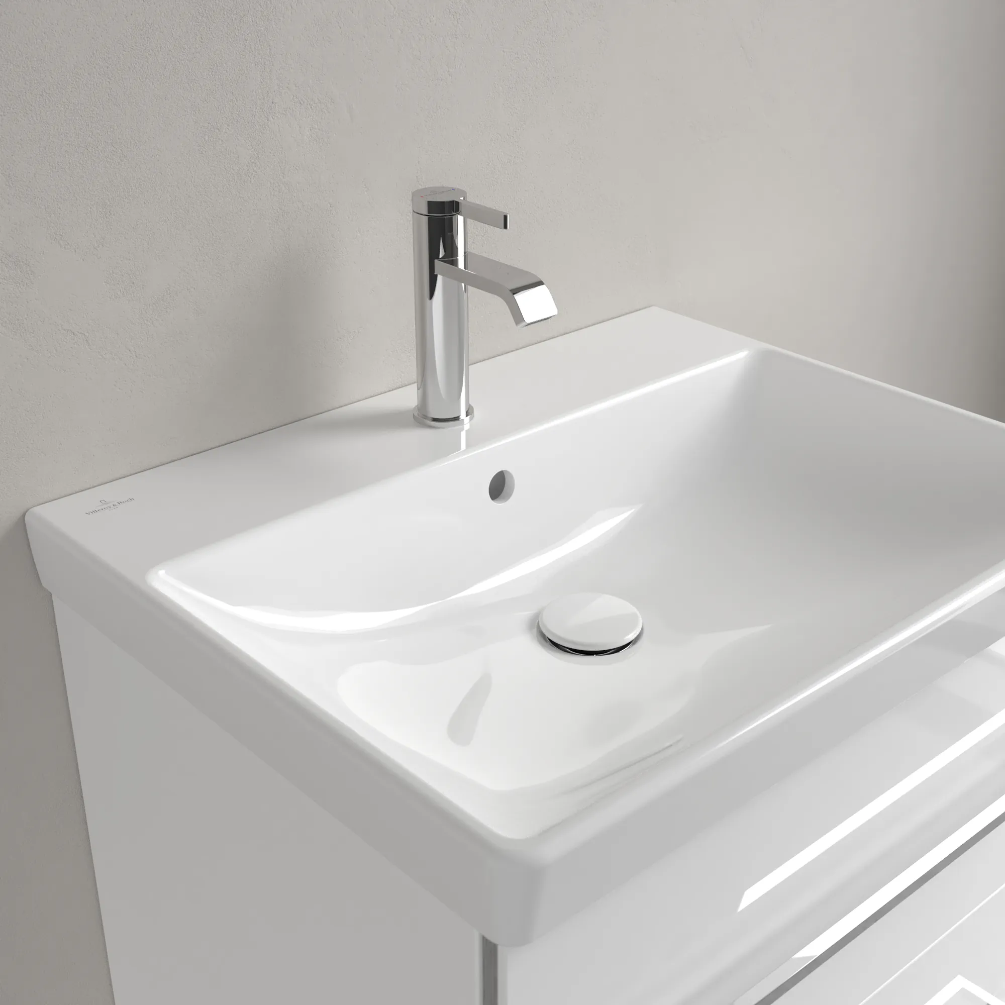 Villeroy & Boch Wandwaschtisch „Avento“ 600 × 470 × 155 mm, für Becken mittig, Hahnlochposition mittig, mit Hahnlochbohrung in Weiß Alpin Villeroy & Boch Wandwaschtisch „Avento“ 600 × 470 × 155 mm, für Becken mittig, Hahnlochposition mittig, mit Hahnlochbohrung in Weiß Alpin