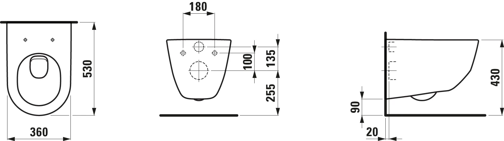 Tiefspül-WC wandhängend PRO 530x360 weiß