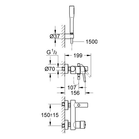 Grohe Concetto Einhand-Wannenbatterie 32212_1, Wandmontage, chrom Grohe Concetto Einhand-Wannenbatterie 32212_1, Wandmontage, chrom