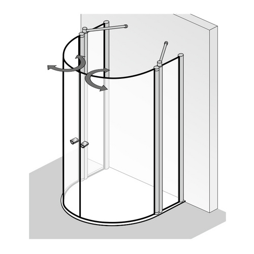HSK teilgerahmte Drehtür „Exklusiv 2.0“ für verkürzte Seitenwand Glas Linea 02, Profile Schwarz-matt, Sondergröße HSK teilgerahmte Drehtür „Exklusiv 2.0“ für verkürzte Seitenwand Glas Linea 02, Profile Schwarz-matt, Sondergröße