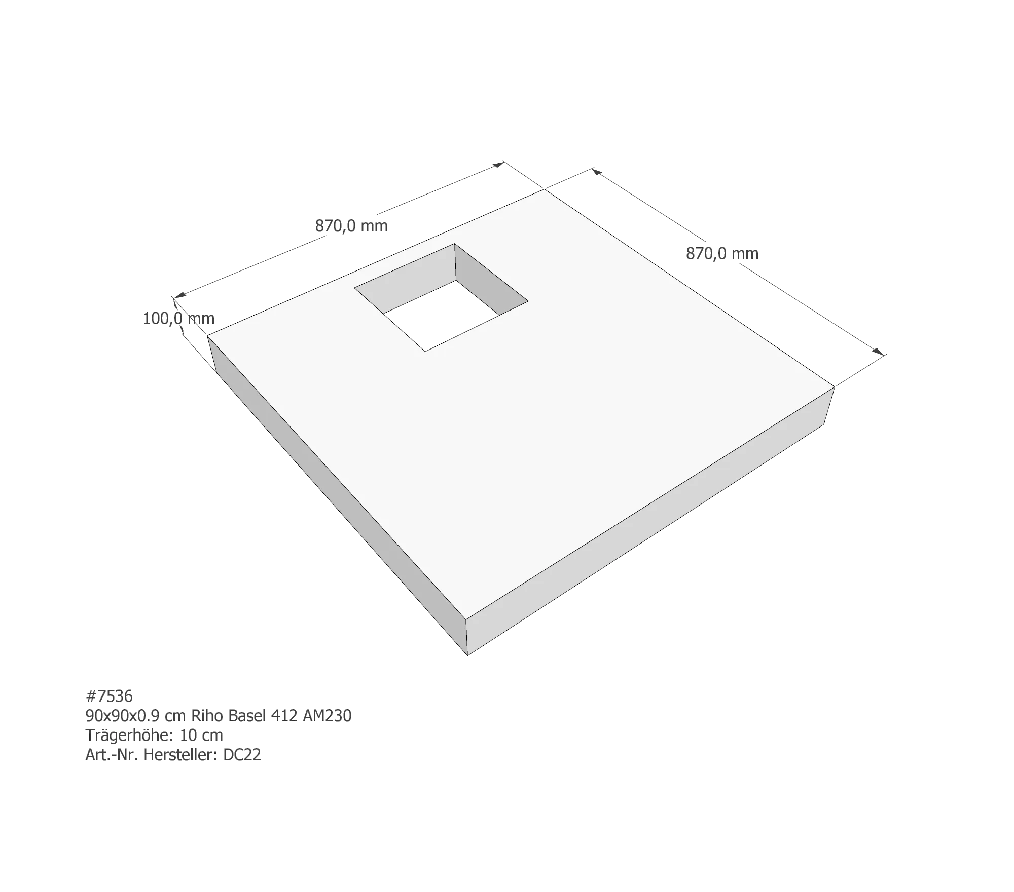 Duschwannenträger für Riho Basel 412 90 × 90 × 0,9 cm