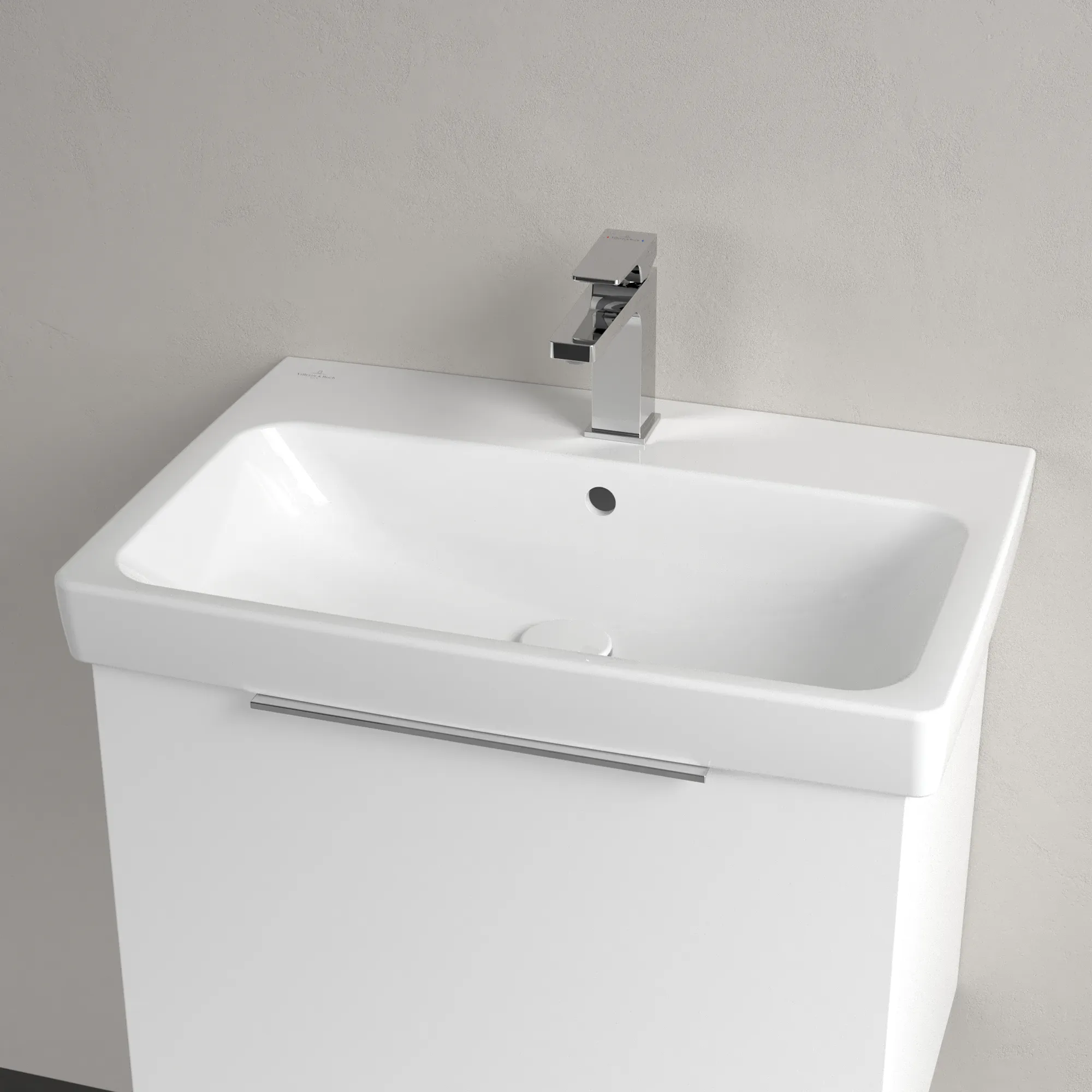 Villeroy & Boch Waschbecken „Architectura“ 650 × 445 × 165 mm, ohne Hahnlochbohrung, für Becken mittig in Weiß Alpin Villeroy & Boch Waschbecken „Architectura“ 650 × 445 × 165 mm, ohne Hahnlochbohrung, für Becken mittig in Weiß Alpin