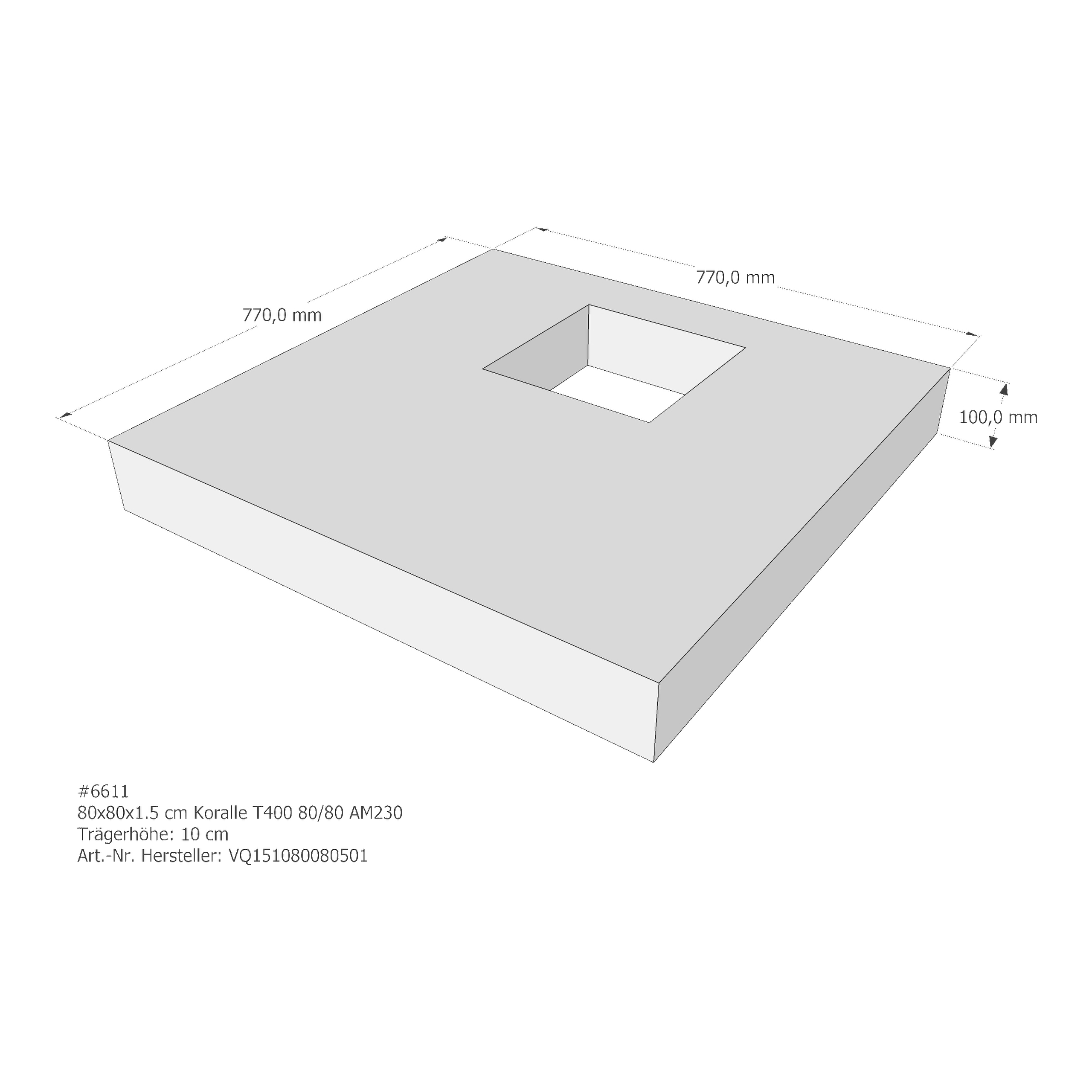 Duschwannenträger für Koralle T400 80/80 80 × 80 × 1,5 cm Duschwannenträger für Koralle T400 80/80 80 × 80 × 1,5 cm