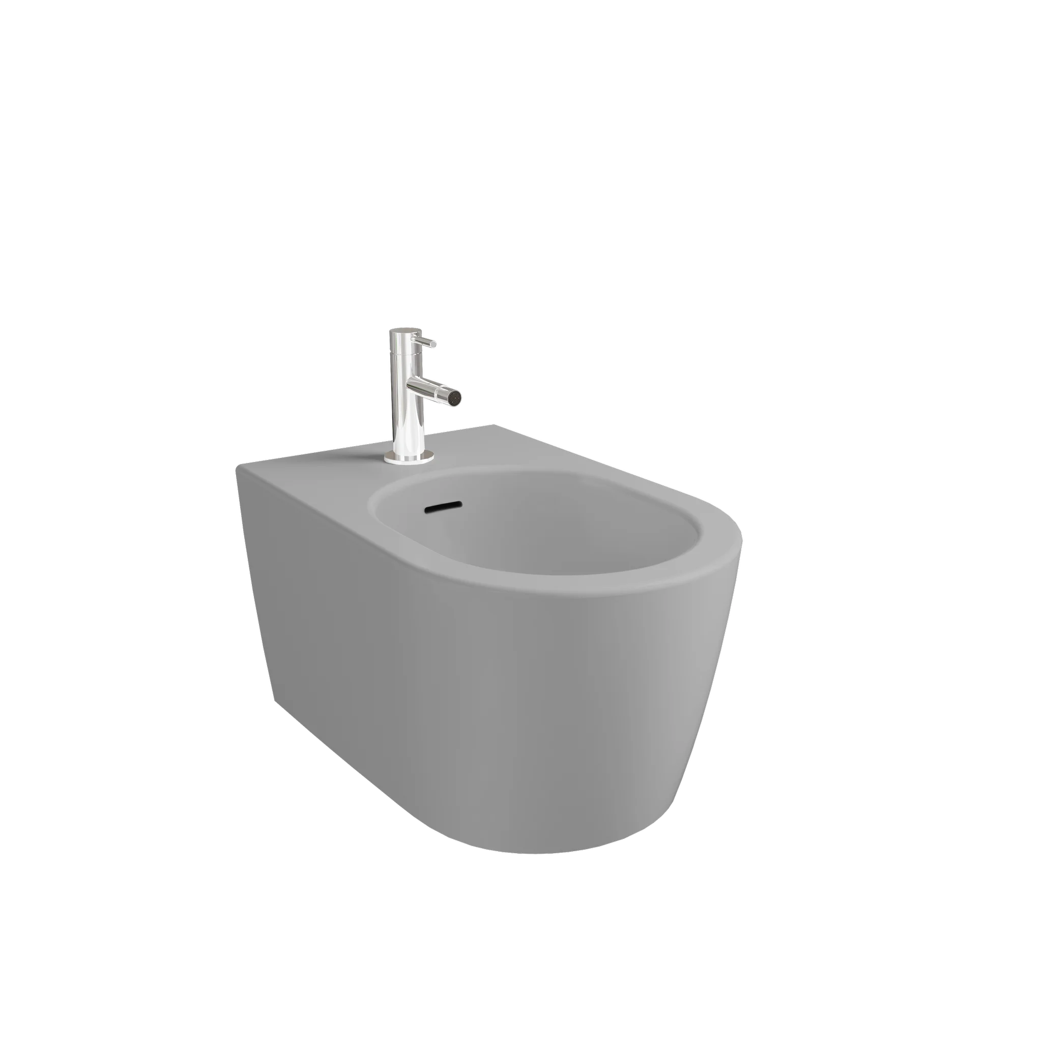 VitrA New Metropole Round Wand-Bidet, Steingrau Matt, 36 x 56,5 x 30,5 cm, Wandmontage mit verdeckter Befestigung V-Fit 2.0