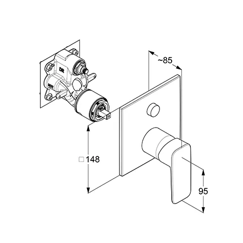 Kludi PURE&STYLE UP-Wafü-/Br.-EHM Push, m. Funktionseinh. für 88022, mattschwarz Kludi PURE&STYLE UP-Wafü-/Br.-EHM Push, m. Funktionseinh. für 88022, mattschwarz