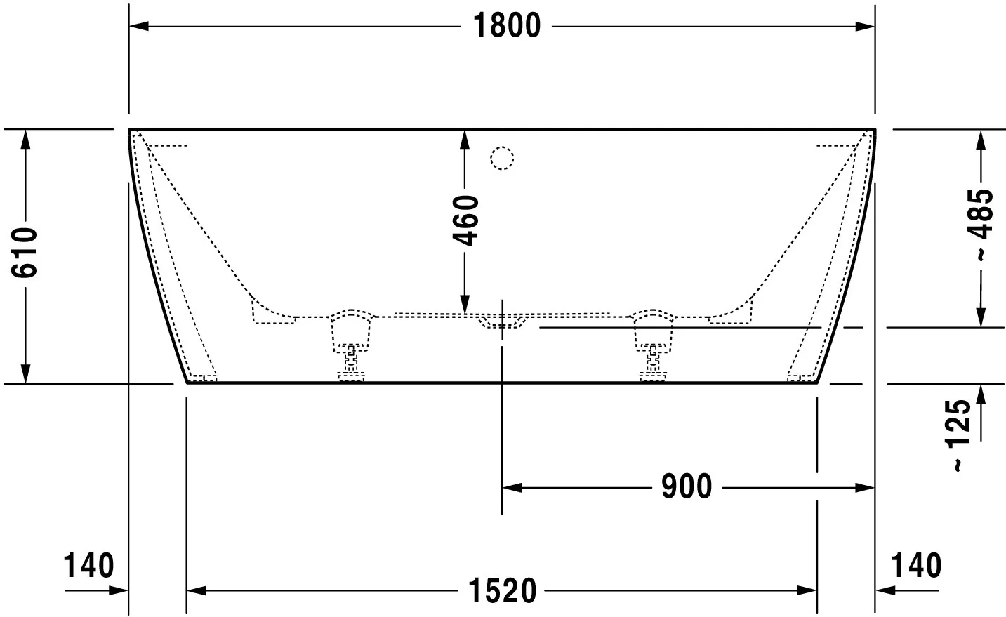 Duravit Badewanne „DuraSquare“ vorwand rechteck 1800 × 800 mm, mittig in Weiß (matt) Duravit Badewanne „DuraSquare“ vorwand rechteck 1800 × 800 mm, mittig in Weiß (matt)