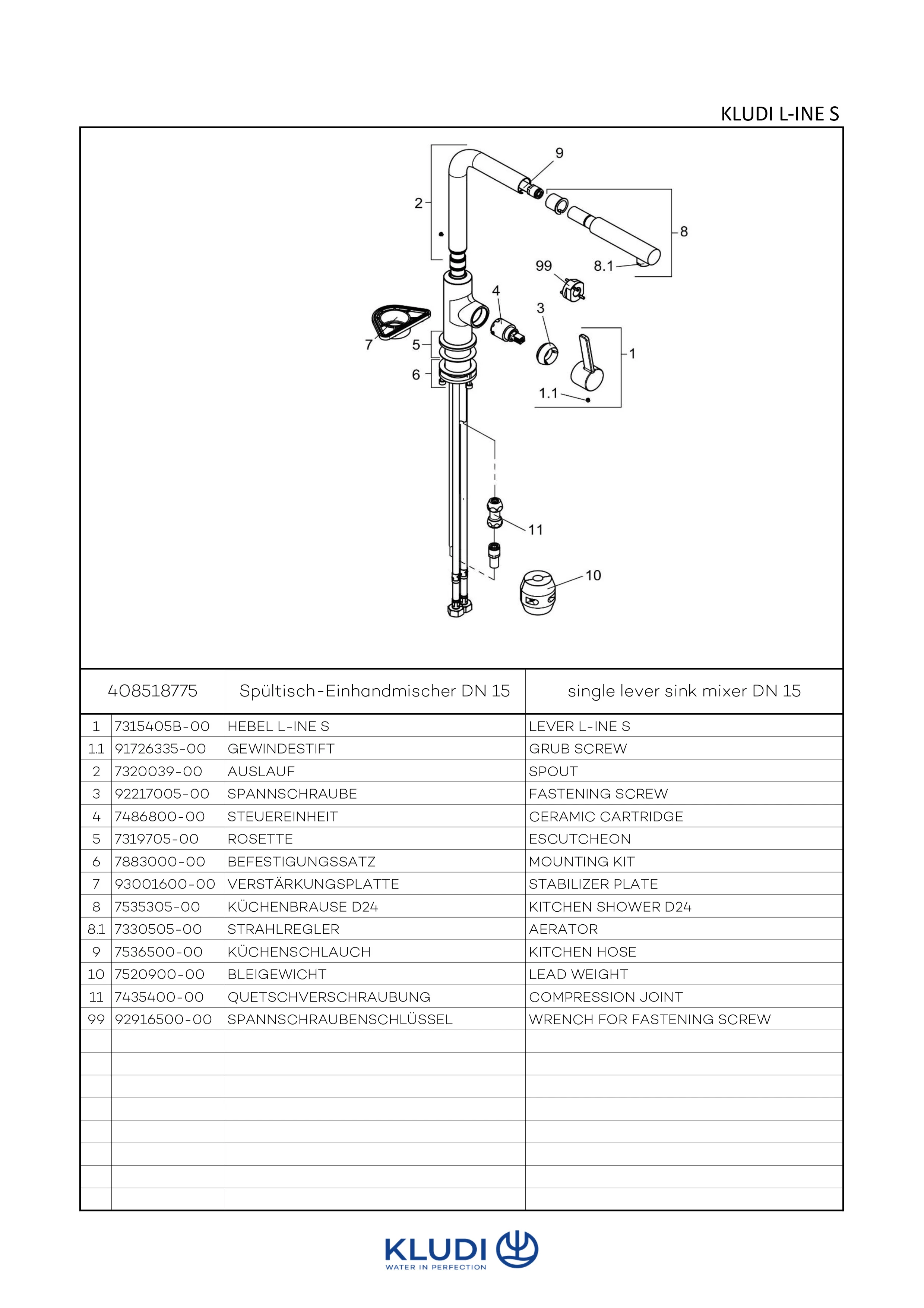 Kludi L-INE S Spültisch-EHM seitl. Steuerung herausziehbarer Auslauf mattschwarz/chrom Kludi L-INE S Spültisch-EHM seitl. Steuerung herausziehbarer Auslauf mattschwarz/chrom