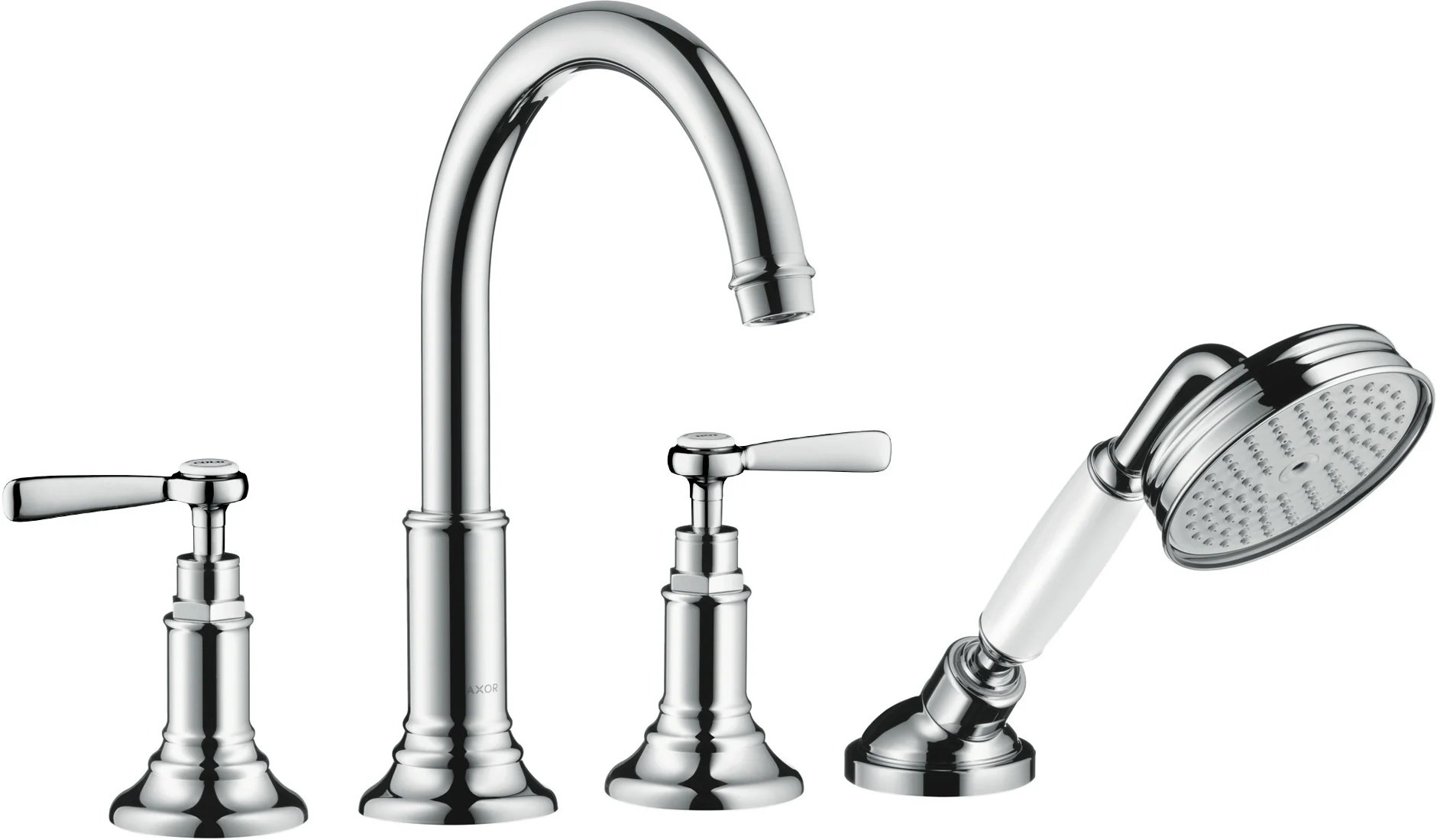Hansgrohe AXOR Montreux 4-Loch Wannenrandarmatur mit Hebelgriffen, Chrom, Ausladung 196 mm