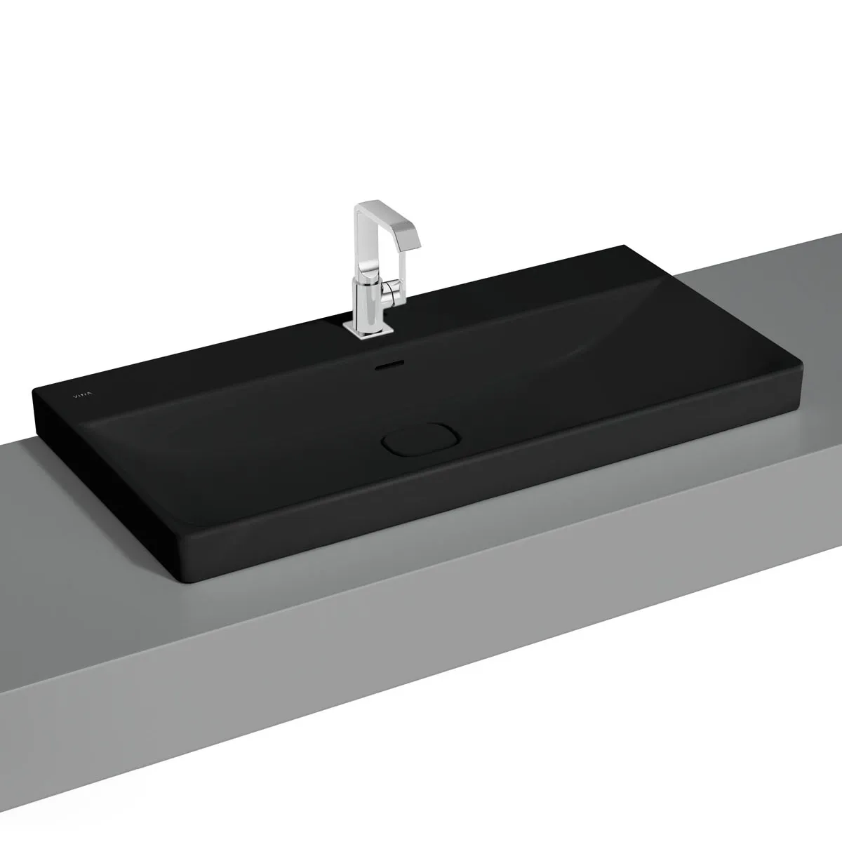 VitrA New Metropole Aufsatzwaschtisch wandgebunden rechteckig 100 x 47 cm mit Hahnloch und Überlaufschlitz, Schwarz Matt VitrA New Metropole Aufsatzwaschtisch wandgebunden rechteckig 100 x 47 cm mit Hahnloch und Überlaufschlitz, Schwarz Matt