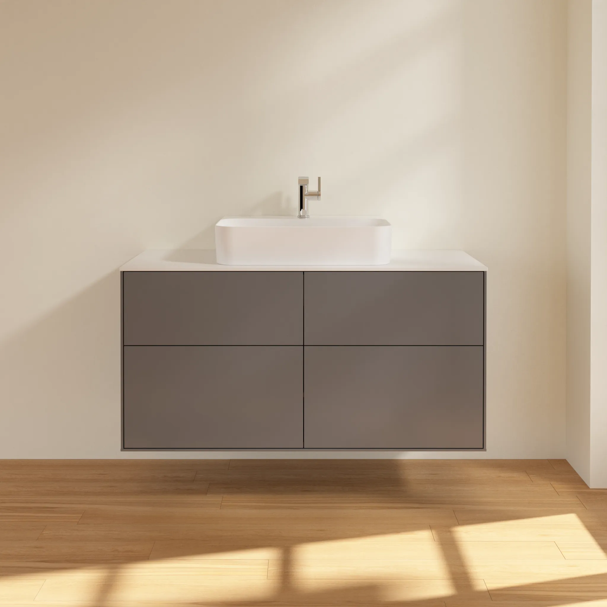 Villeroy & Boch Waschbeckenunterschrank Finion G13, 1200x603x501mm, anthrazit matt lackiert / glass white matt
