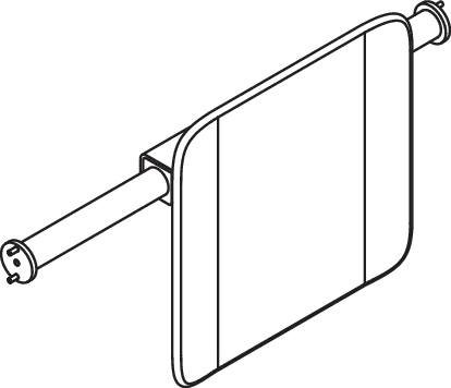 Rückenstütze des Systems 900, Anbindung aus Edelstahl, PVD, Lehne aus Kunststoff, weiß, Achsmaß von 588 bis 688 mm bauseits verstellbar, T: 150 mm, Montage an Stützklappgriffen, Design (A) des Systems 900, in Farbe CK (messing glänzend) Rückenstütze des Systems 900, Anbindung aus Edelstahl, PVD, Lehne aus Kunststoff, weiß, Achsmaß von 588 bis 688 mm bauseits verstellbar, T: 150 mm, Montage an Stützklappgriffen, Design (A) des Systems 900, in Farbe CK (messing glänzend)
