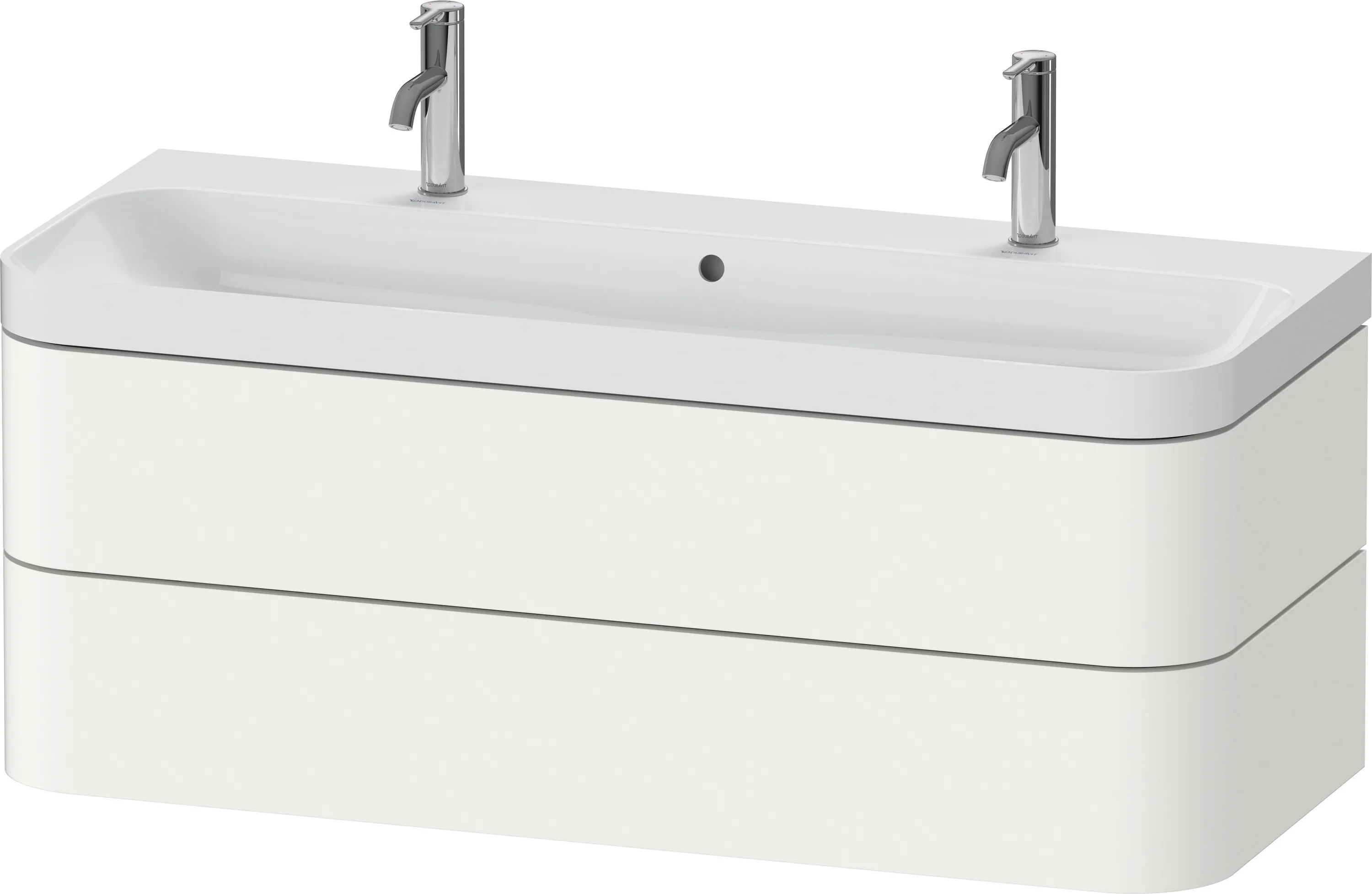 Duravit Waschtischunterschrank c-shaped Set wandhängend „Happy D.2 Plus“ 117,5 × 48 × 49 cm Weiß Supermatt