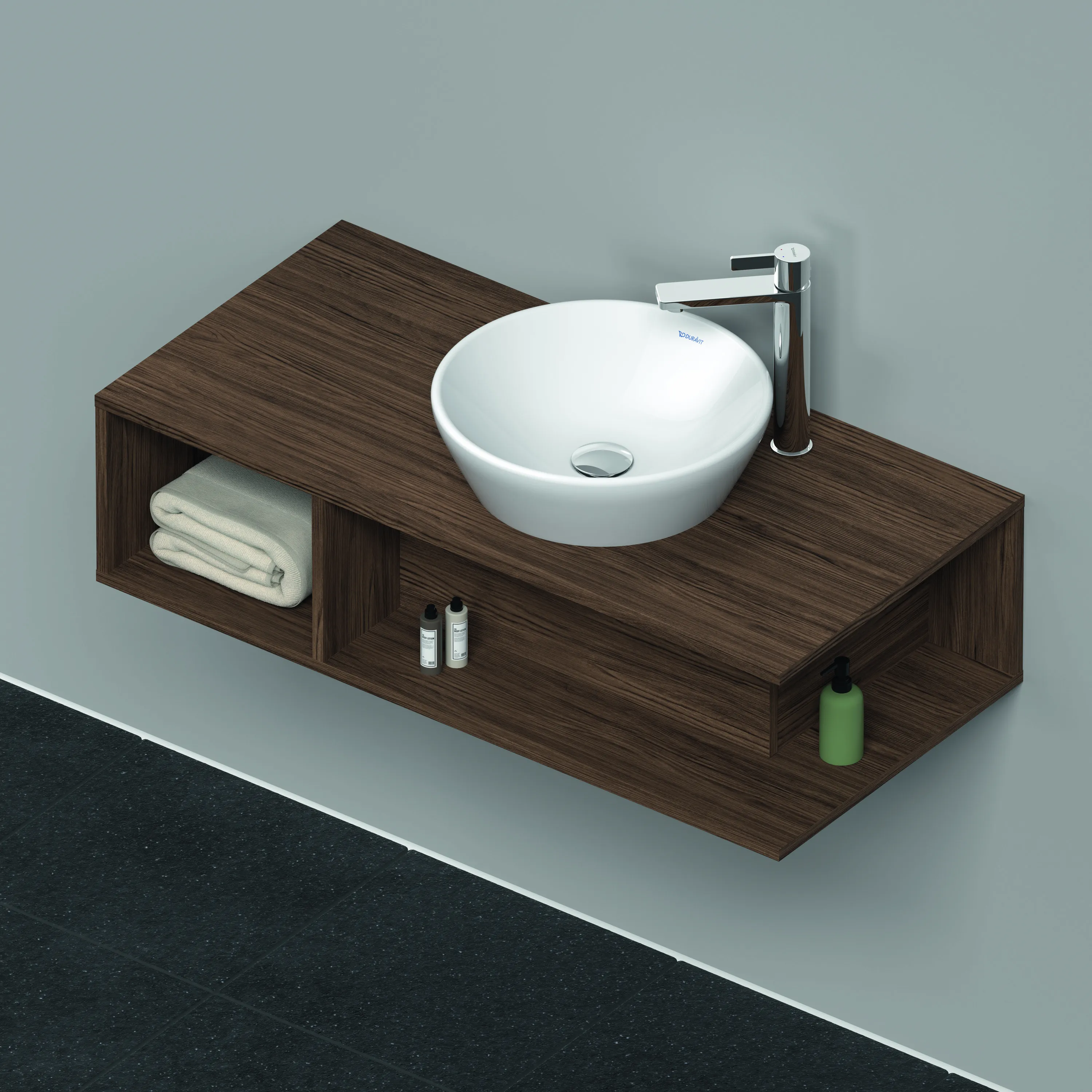 Duravit Waschtischunterschrank wandhängend „D-Neo“ 100 × 26 × 48 cm Nussbaum Dunkel