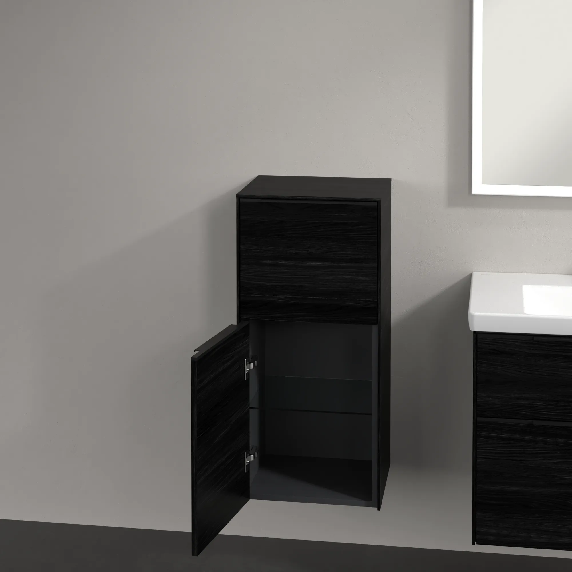 Villeroy & Boch Seitenschrank „Subway 3.0“ 40 × 86 × 36,2 × 36,2 cm 1 Auszug, 1 Tür, Anschlag (Scharnier) links, 1 Tür, Anschlag links