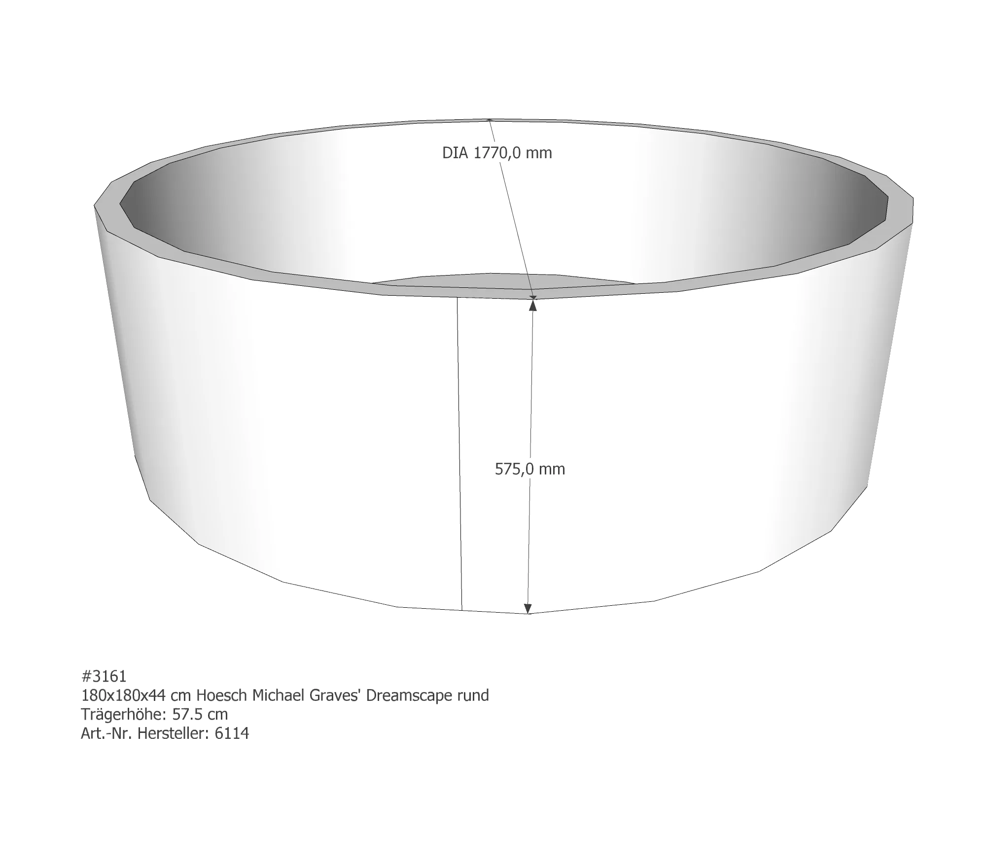 Badewannenträger passend für Hoesch Michael Graves' Dreamscape 180 × 180 × 44 cm