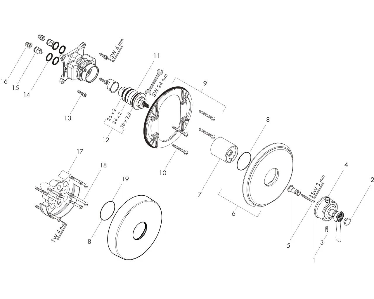 Thermostat Unterputz Axor Montreux High Flow Fertigset Hebelgriff chrom