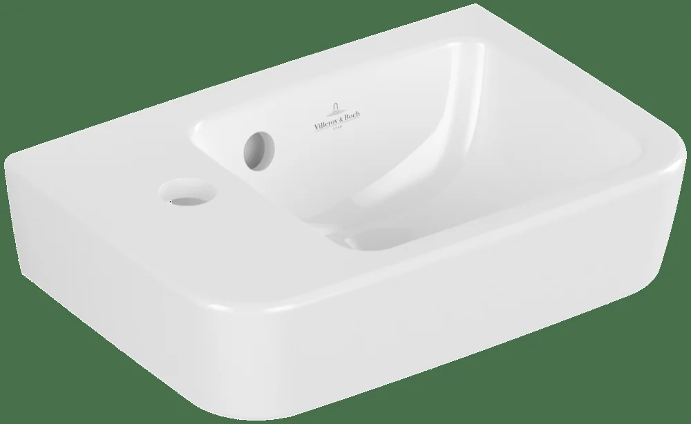 Villeroy & Boch Handwaschbecken Compact O.novo 434236 Eckig, 360x250mm, Becken rechts, Weiß Alpin