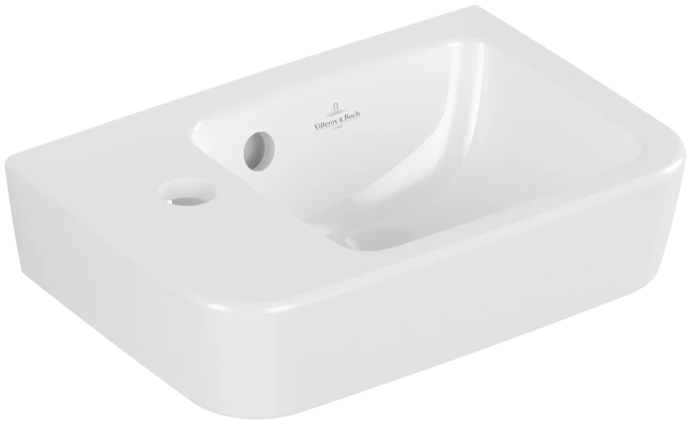 Villeroy & Boch Handwaschbecken O.novo Compact, Eckig, Weiß Alpin, 360x250x145 mm, mit Überlauf, 1-Loch Armatur Villeroy & Boch Handwaschbecken O.novo Compact, Eckig, Weiß Alpin, 360x250x145 mm, mit Überlauf, 1-Loch Armatur
