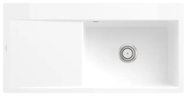 Villeroy & Boch flächenbündiges Küchenspülbecken „Subway Style“ 60 flat 980 × 490 × 220 mm, für Becken rechts in Weiß Alpin