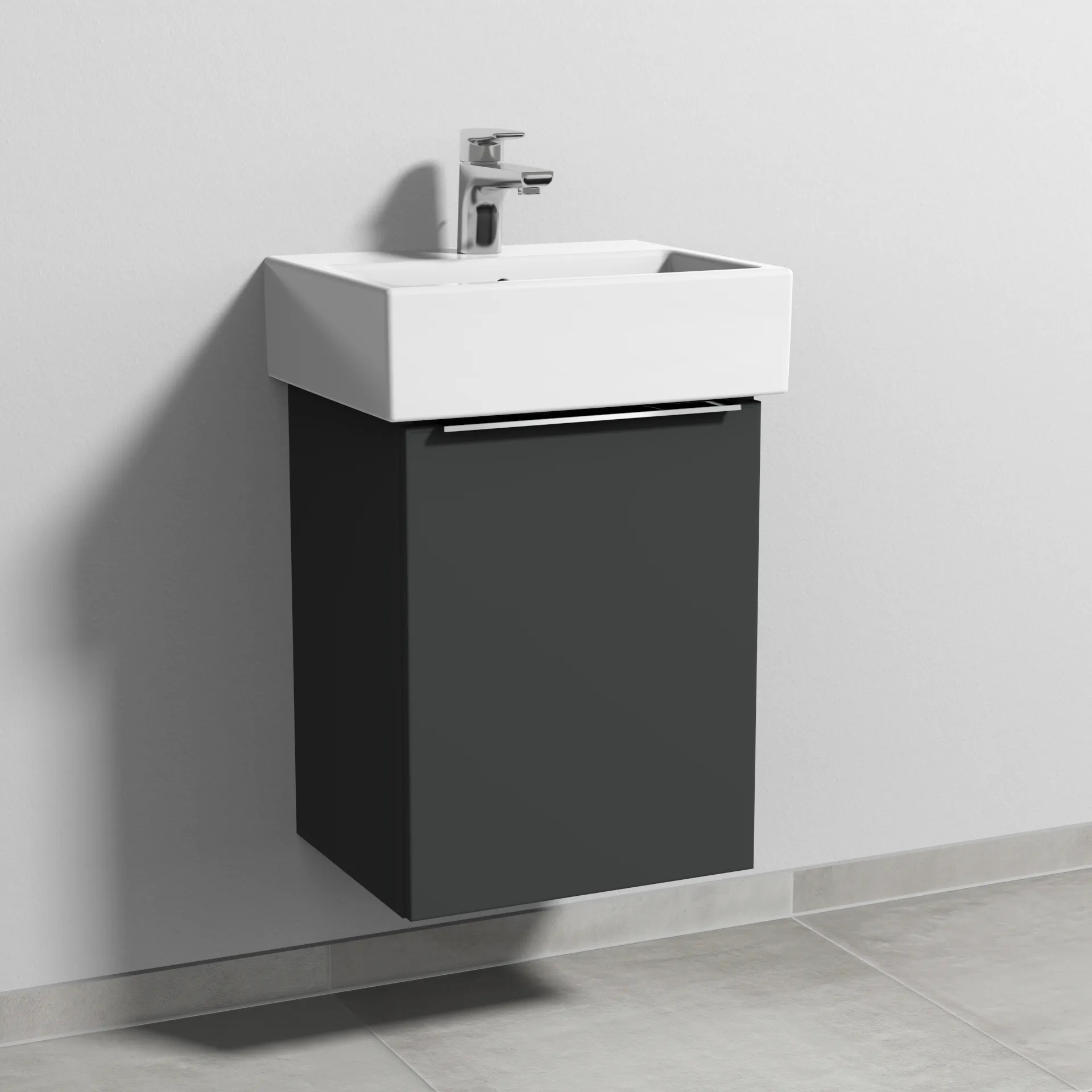 Sanipa Waschtischunterschrank „3way“ passend zu Keramik-Waschtische Vero Air von Duravit 400 × 520 × 332 mm in Graphit (matt), Anschlag rechts