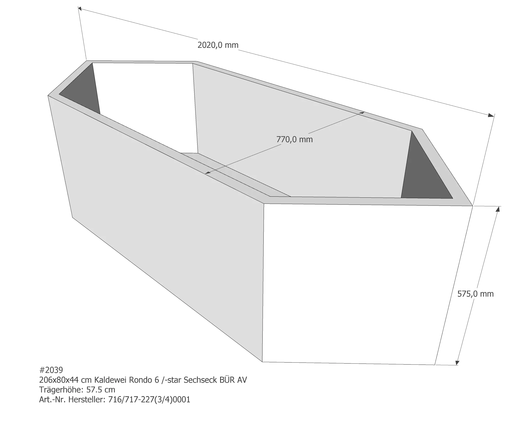 Badewannenträger für Kaldewei Rondo 6 206 × 80 × 44 cm Badewannenträger für Kaldewei Rondo 6 206 × 80 × 44 cm