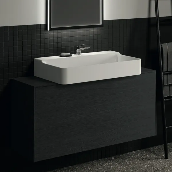 Ideal Standard Waschtischunterschrank „Conca“ 120,2 × 55 × 37,3 cm Eiche geflammt Furnier Ideal Standard Waschtischunterschrank „Conca“ 120,2 × 55 × 37,3 cm Eiche geflammt Furnier