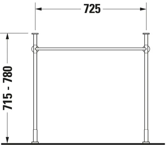 Duravit Vero Metallkonsole Chrom Poliert, höhenverstellbar, 425x725x(715-780) mm, Bodenstehend mit Wandbefestigung