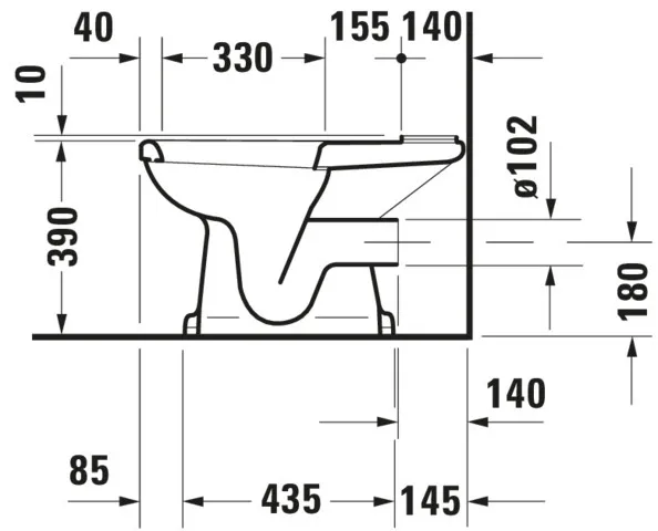 Stand-WC Kombi 1930 665 mm Tiefspüler, fürSPK, Abg.waagr., weiß