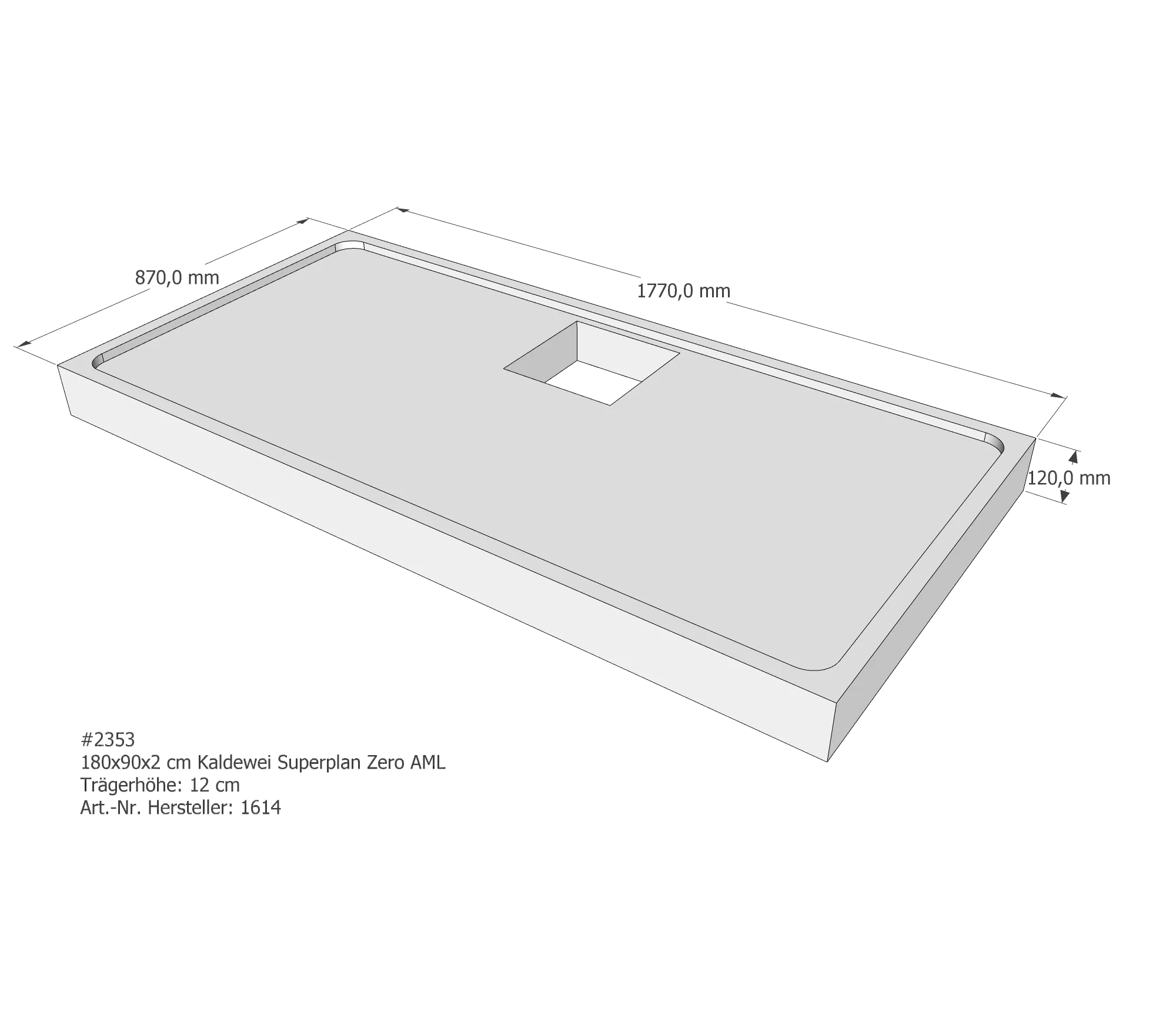 Duschwannenträger für Kaldewei Superplan Zero 180 × 90 × 2 cm Breite: 90 cm / Länge: 180 cm Duschwannenträger für Kaldewei Superplan Zero 180 × 90 × 2 cm Breite: 90 cm / Länge: 180 cm