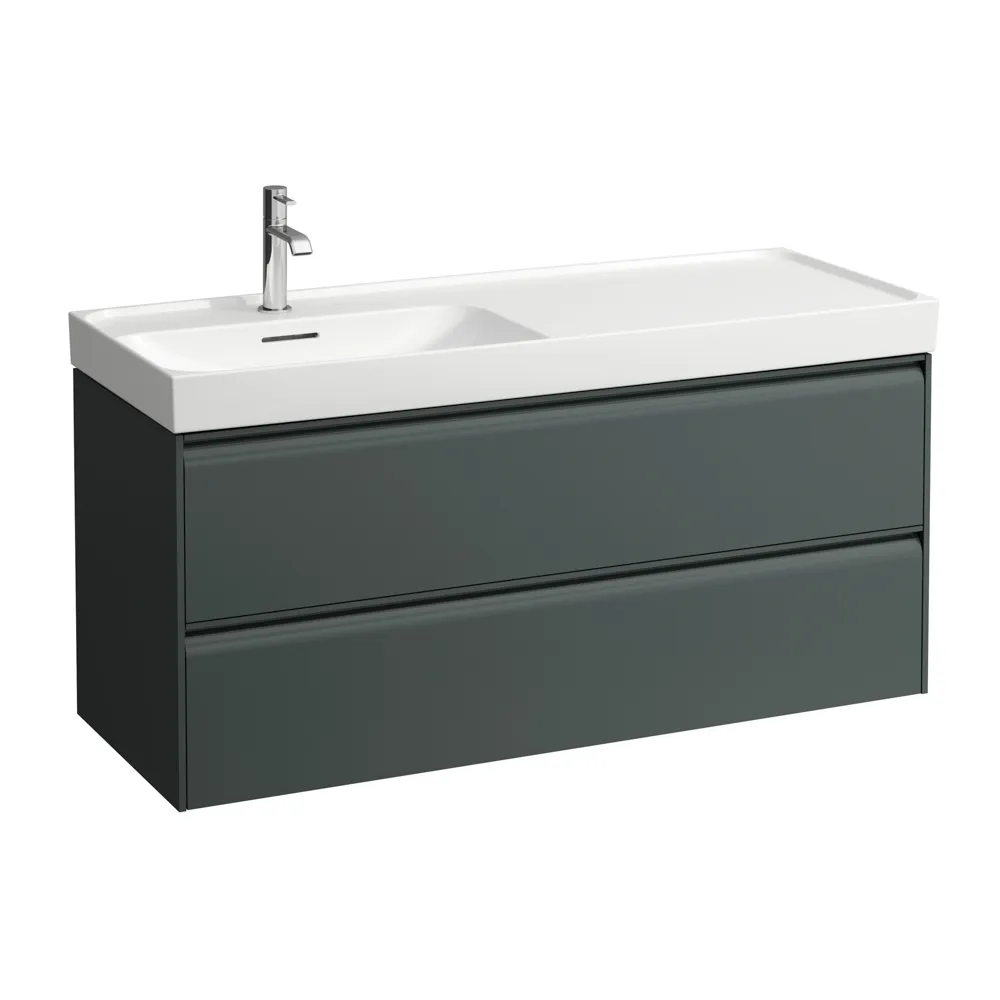 Waschtischunterbau MEDA 448x1182x515 2 Schubladen integrierte Griffleiste für Waschtisch H817110 weiß matt