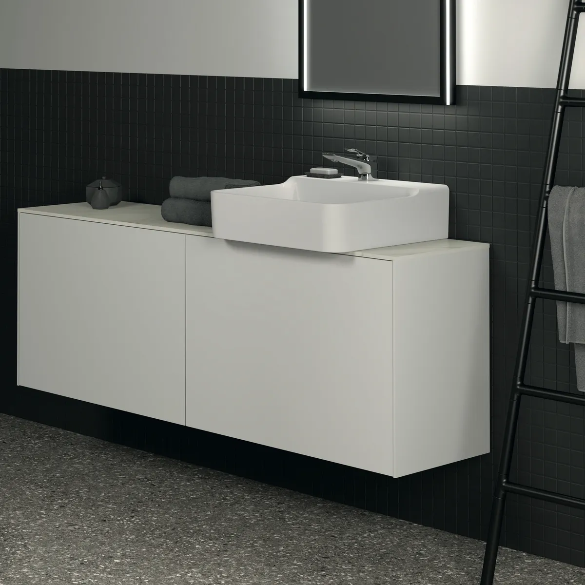 Waschtischplatte Conca, aus Keramik, 1587x373x6mm, Marmor Noir Desir Waschtischplatte Conca, aus Keramik, 1587x373x6mm, Marmor Noir Desir
