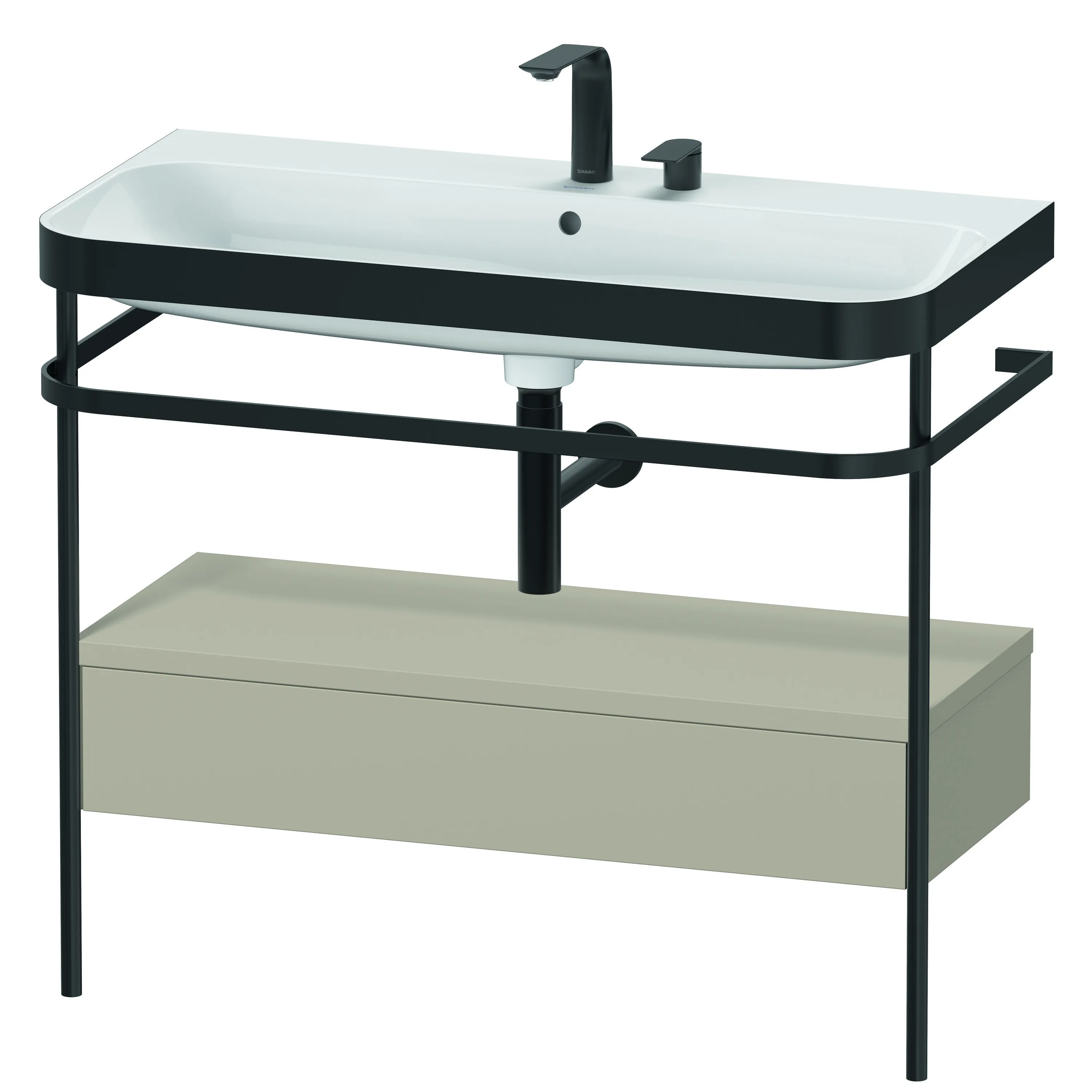 Duravit Waschtischunterschrank mit Metallkonsole „Happy D.2 Plus“ 97,5 × 85 × 49 cm Taupe Seidenmatt