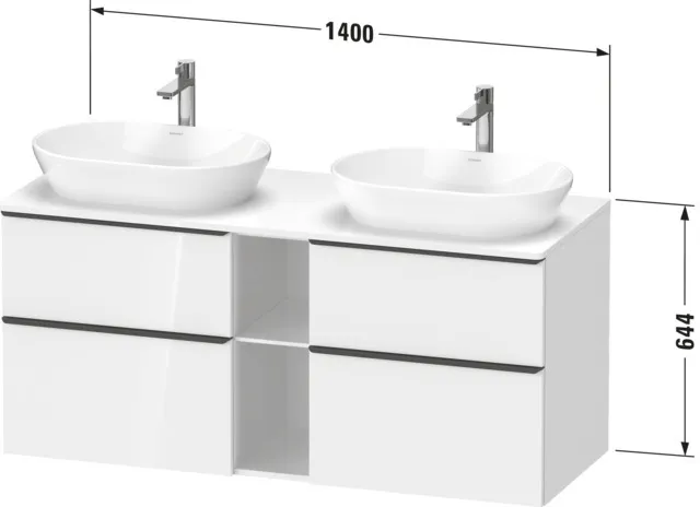 Duravit Waschtischunterschrank wandhängend „D-Neo“ 140 × 66,4 × 55 cm in Nussbaum Dunkel Duravit Waschtischunterschrank wandhängend „D-Neo“ 140 × 66,4 × 55 cm in Nussbaum Dunkel