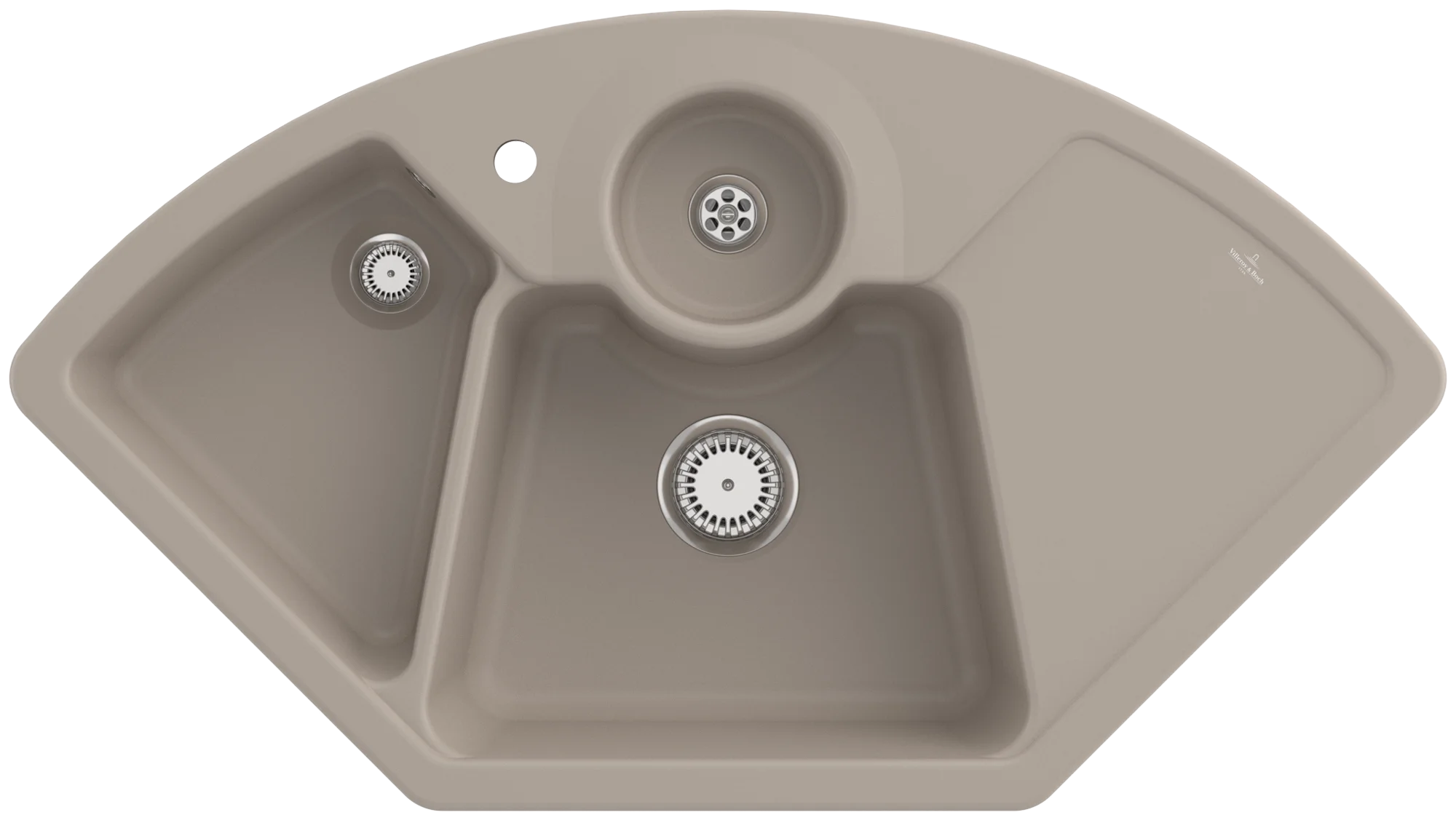 Villeroy & Boch Eckspüle Solo Eck Almond CeramicPlus 1075x600mm, Keramik, Handbetätigung, 205mm Höhe