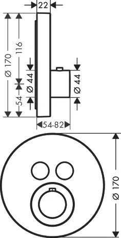 Thermostat UP Axor ShowerSelect Fertigset 2 Verbraucher rund chrom Thermostat UP Axor ShowerSelect Fertigset 2 Verbraucher rund chrom