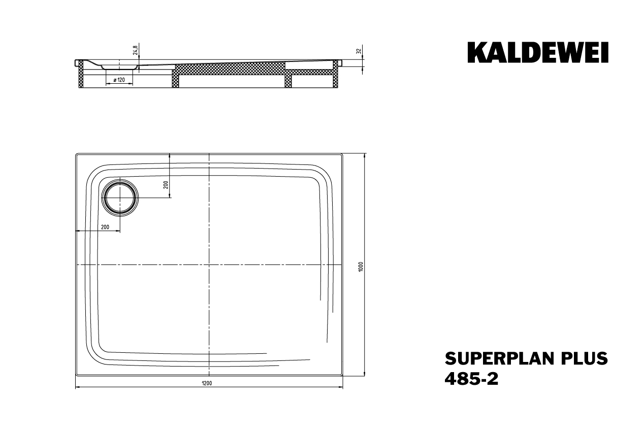 Kaldewei rechteck Duschwanne „Superplan Plus“ 100 × 120 cm in alpinweiß