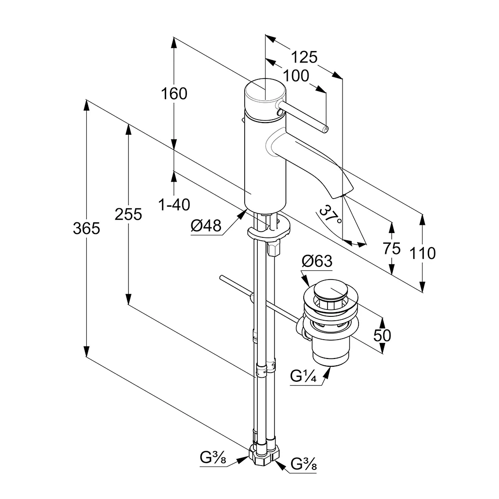 Kludi BOZZ Waschtisch-EHM 75mm, Einhandmischer chrom Kludi BOZZ Waschtisch-EHM 75mm, Einhandmischer chrom