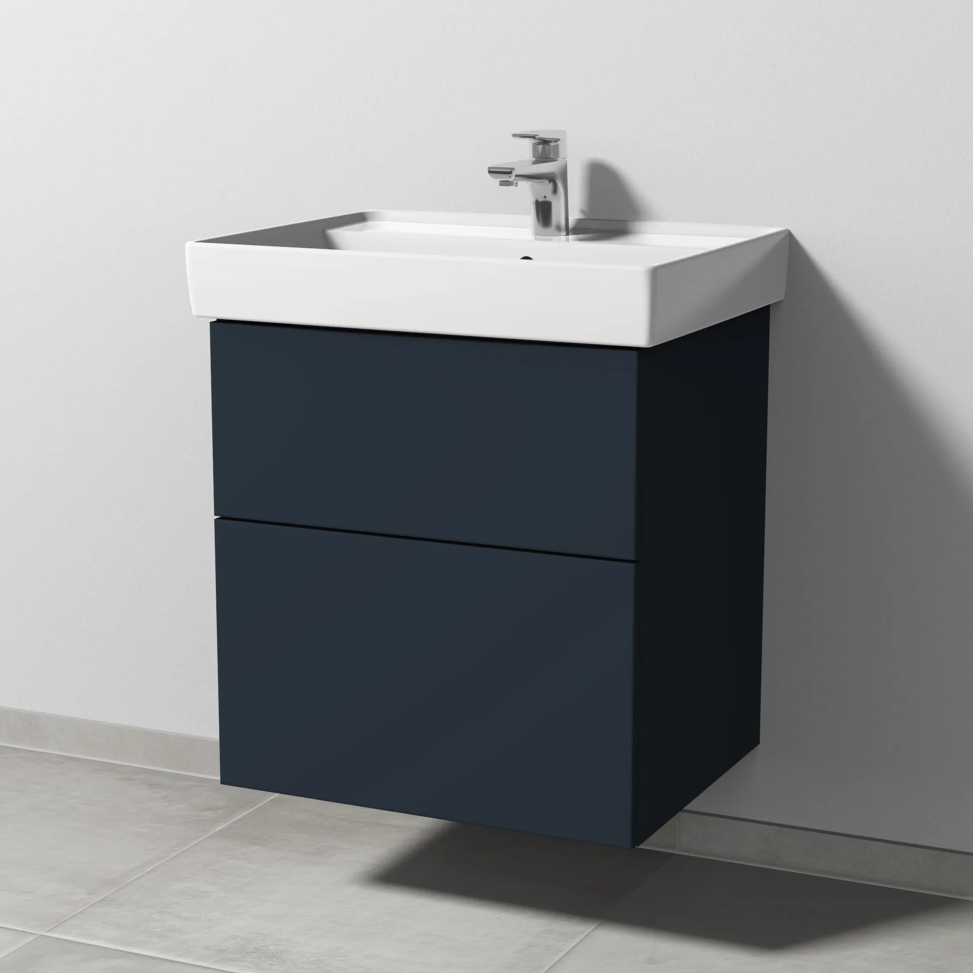 Sanipa Waschtischunterschrank „3way“ passend zu Keramik-Waschtische Collaro von Villeroy &Boch 550 × 588 × 447 mm in Marine (matt)