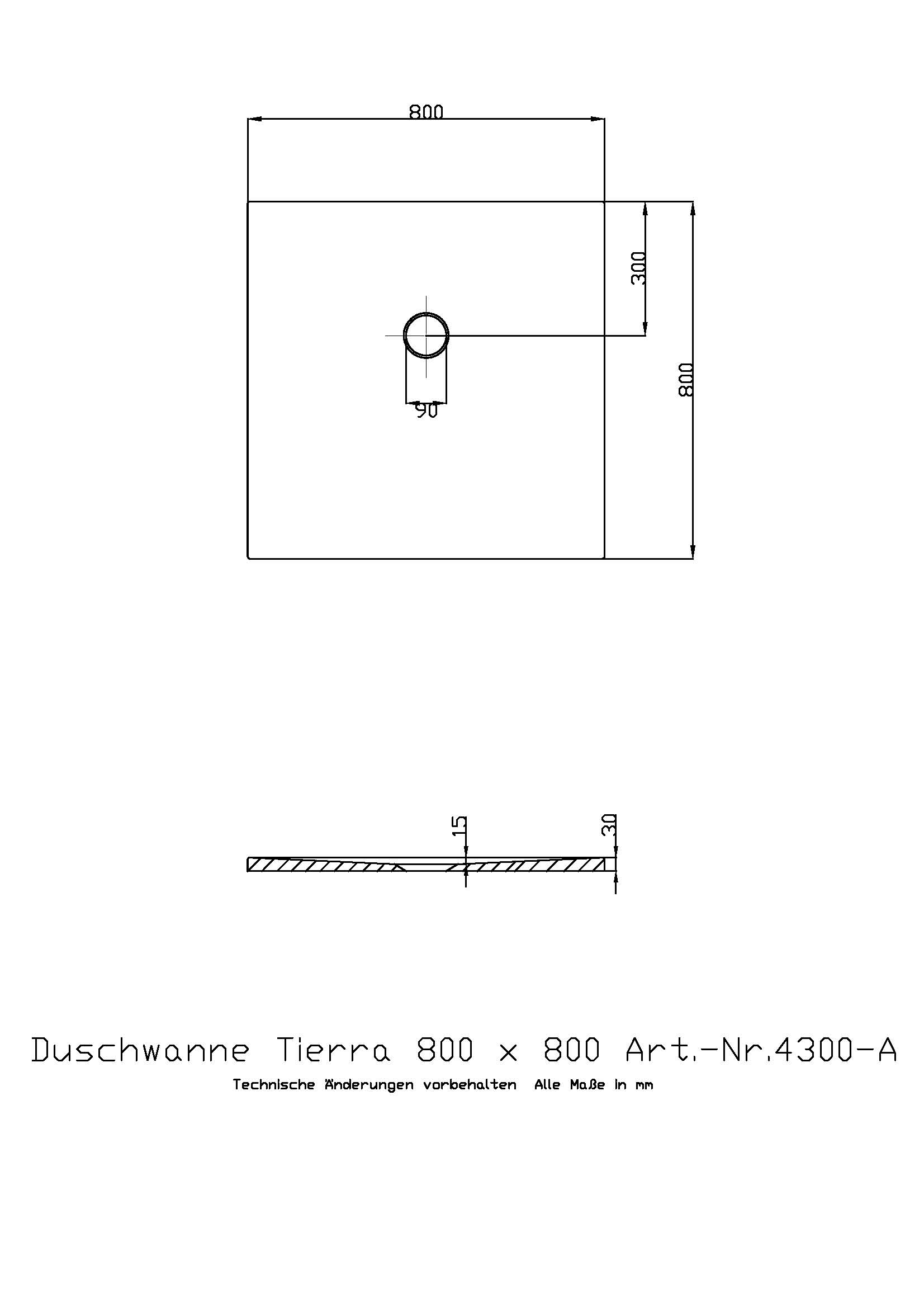 Duschwanne „Tierra“ Quadrat 80 × 80 cm in Weiß