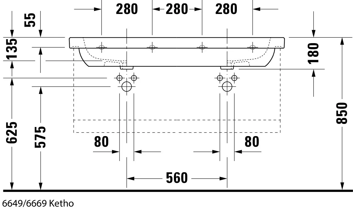 Doppelwaschtisch „D-Code“ 120 × 49 cm Doppelwaschtisch „D-Code“ 120 × 49 cm