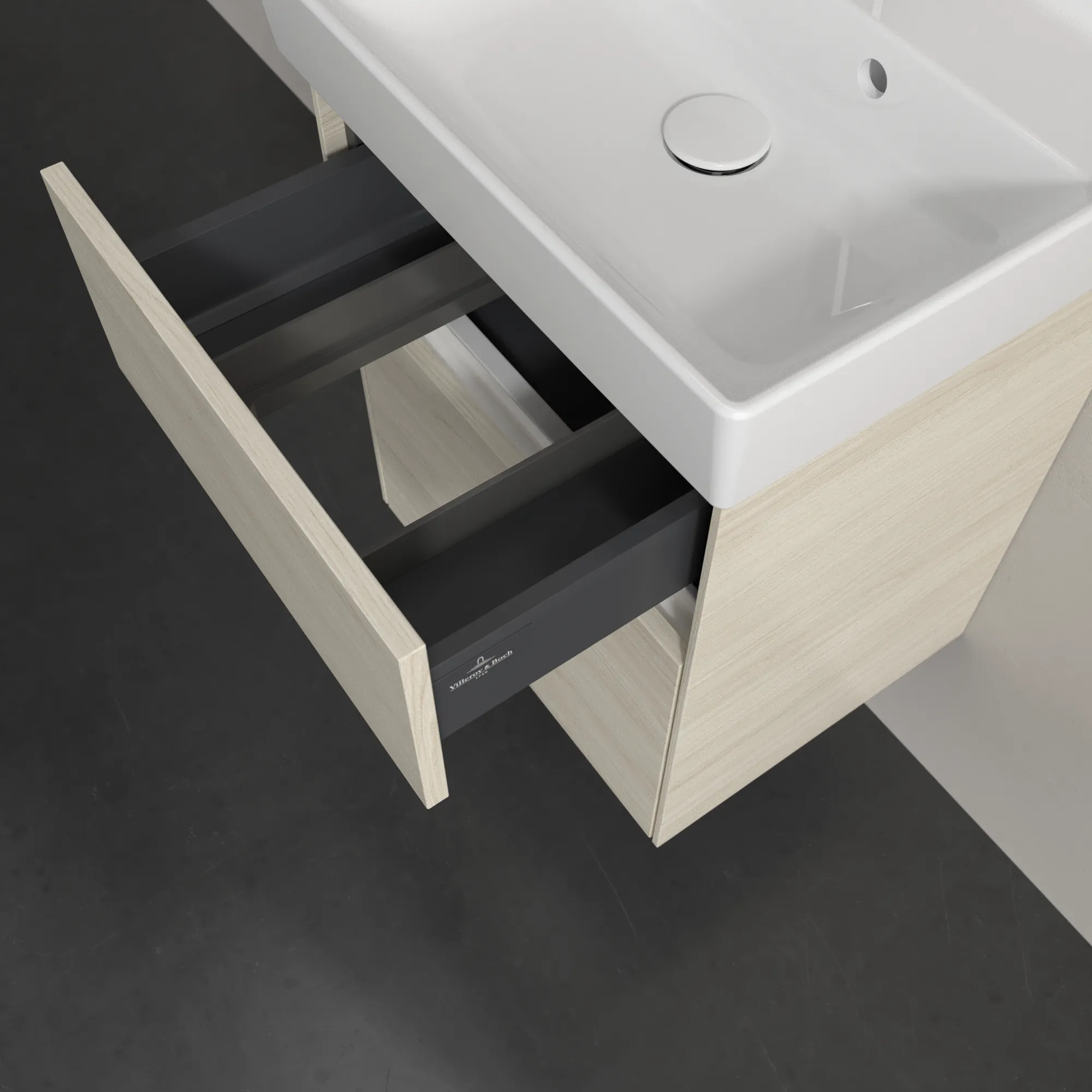 Villeroy & Boch Waschtischunterschrank „Collaro“ 460 × 546 × 374 mm White Oak, für Becken mittig, ohne Beleuchtung Villeroy & Boch Waschtischunterschrank „Collaro“ 460 × 546 × 374 mm White Oak, für Becken mittig, ohne Beleuchtung