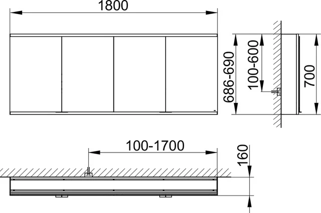 KEUCO Royal Modular 2.0 Spiegelschrank beleuchtet Wandvorbau silber-eloxiert