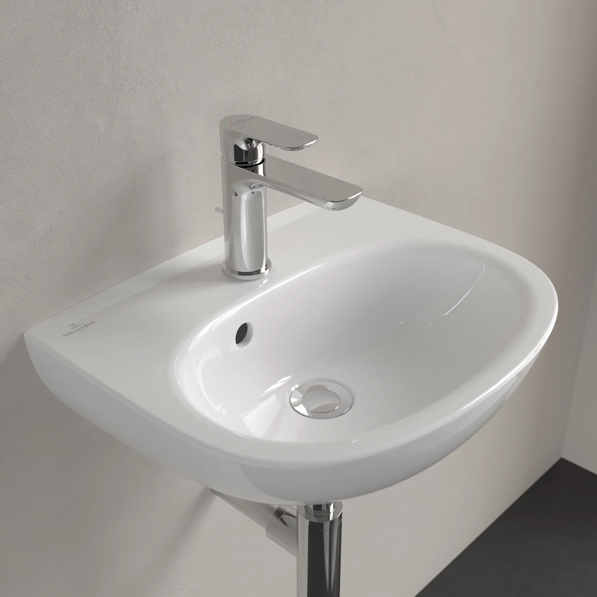 Villeroy & Boch Handwaschbecken „O.novo“ 450 × 360 × 160 mm, für Becken mittig, Hahnlochposition mittig in Weiß Alpin Villeroy & Boch Handwaschbecken „O.novo“ 450 × 360 × 160 mm, für Becken mittig, Hahnlochposition mittig in Weiß Alpin