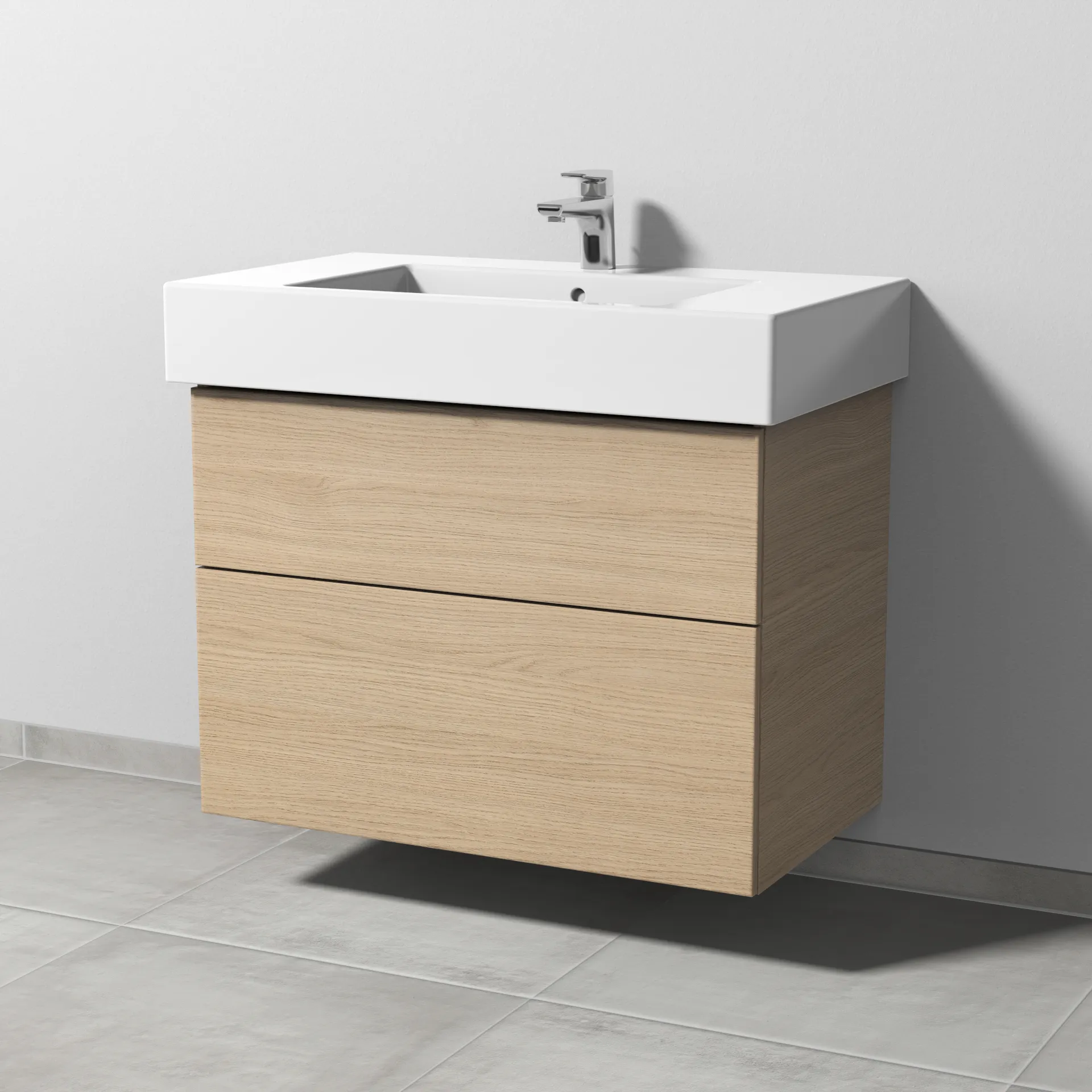 Sanipa Waschtischunterschrank „3way“ passend zu Keramik-Waschtische Vero von Duravit 800 × 593 × 467 mm in Eiche Nordic