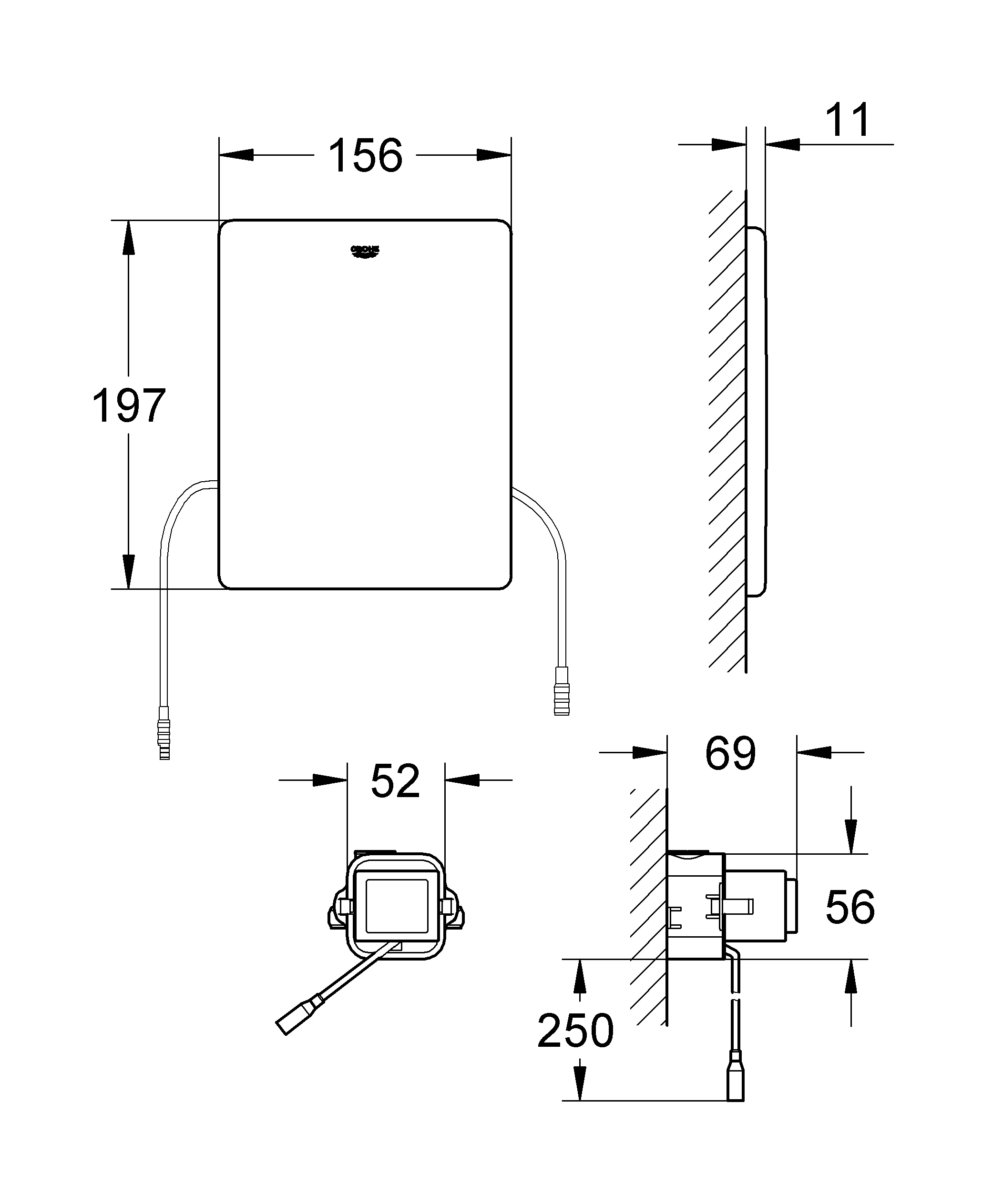 Funk-Elektronik 38759, für WC, WC-Funk-Empfangsmodul 868,4 MHz, für Stützklappgriffe mit Sender, mit Trafo 100-230 V AC, 50-60 Hz, 6 V DC, edelstahl